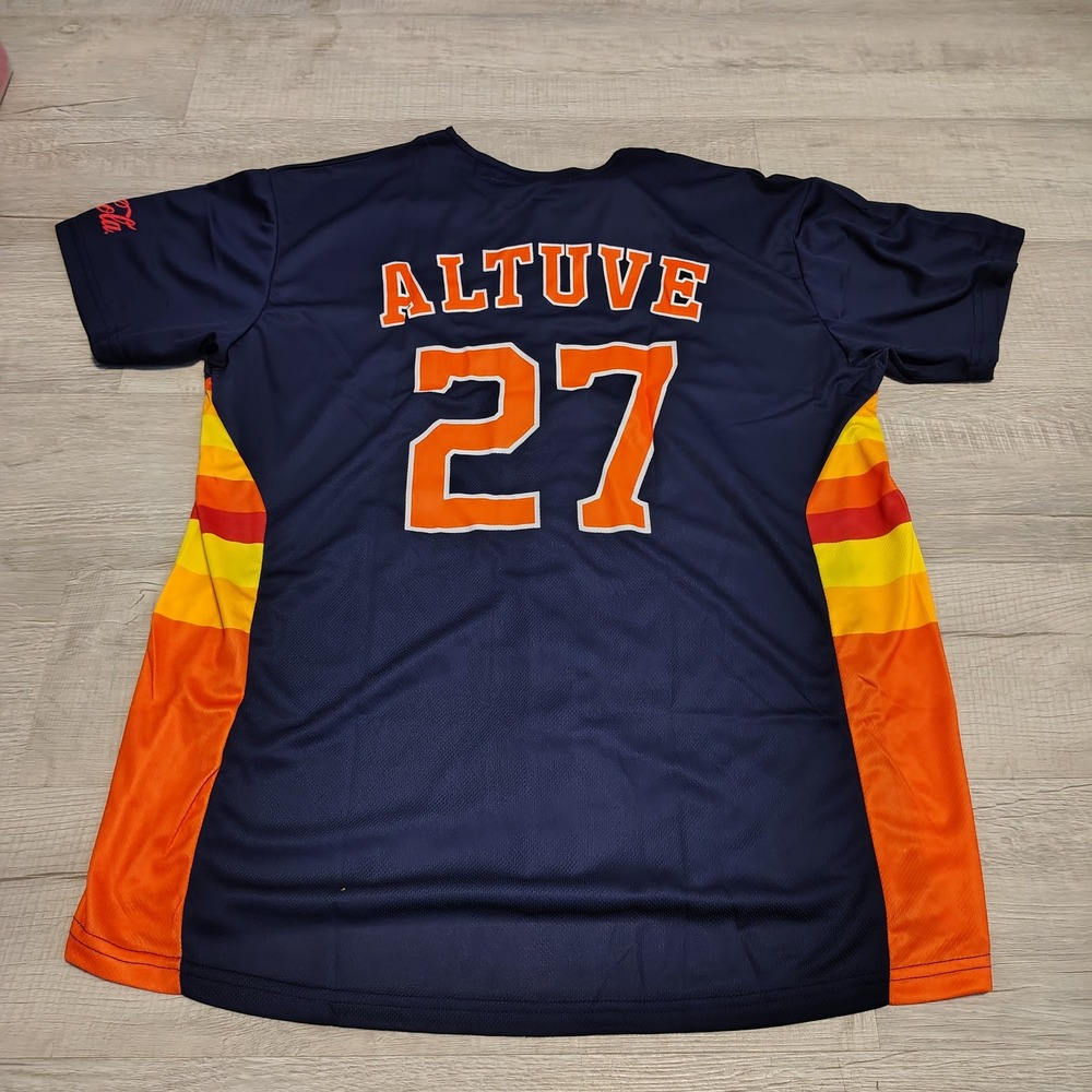 Houston Astros Jose Altuve 27 Jersey Navy Blue Tequila Sunrise Coca-Cola XL